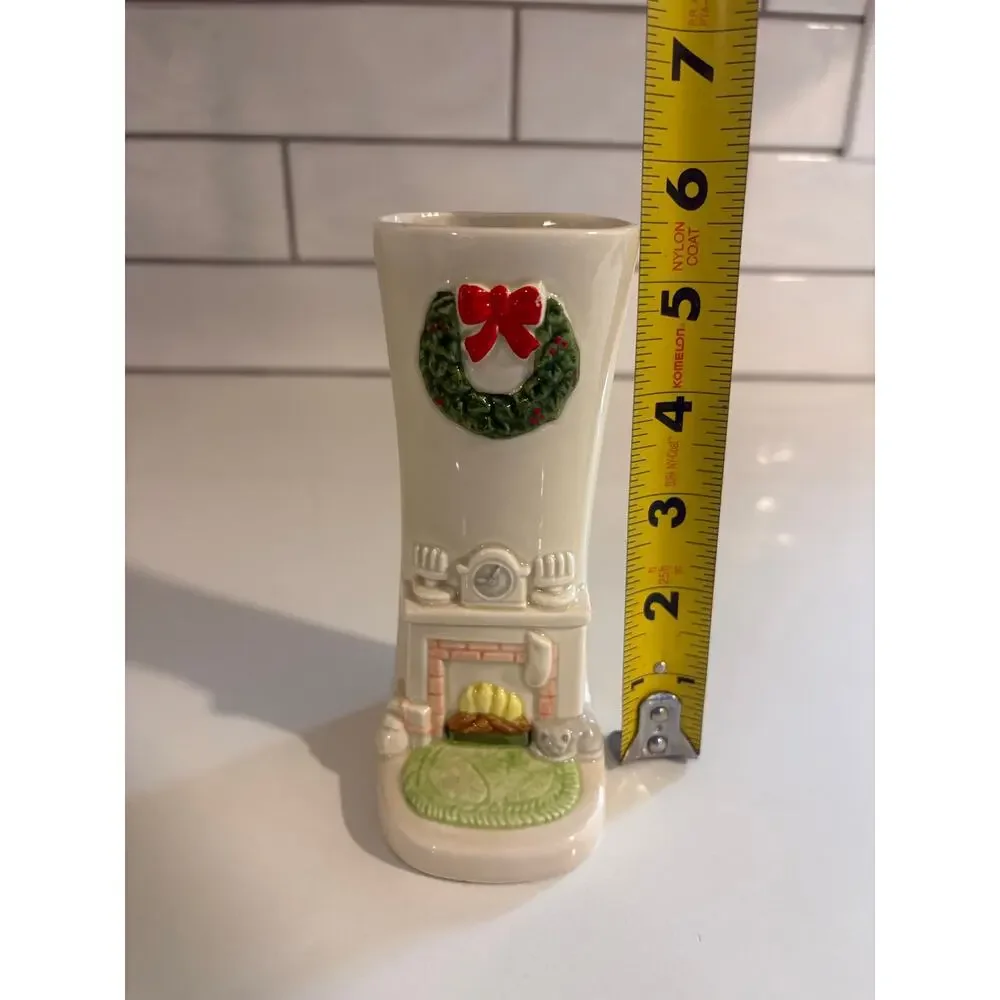 Vintage Gibson Greeting Cards, Inc. Ceramic Christmas Chimney Bud Vase